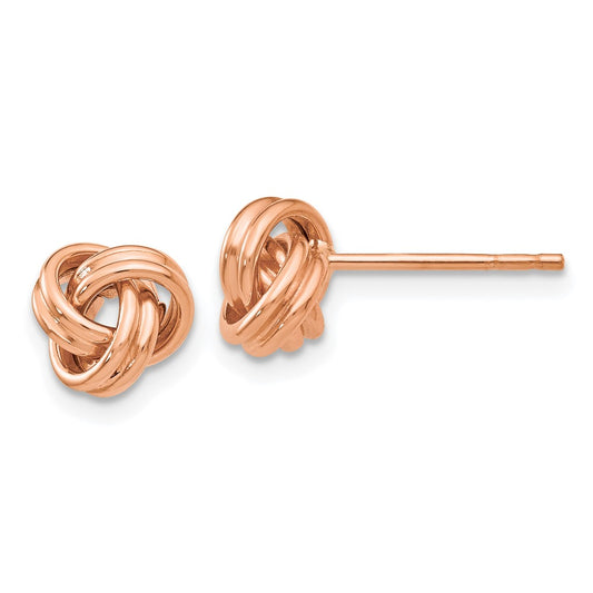 14k Rose Gold Polished Love Knot Post Earrings