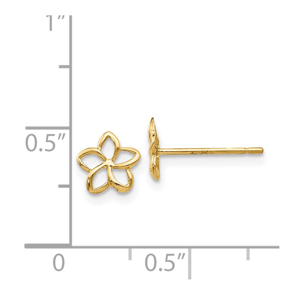 14k Yellow Gold Plumeria Post Earrings