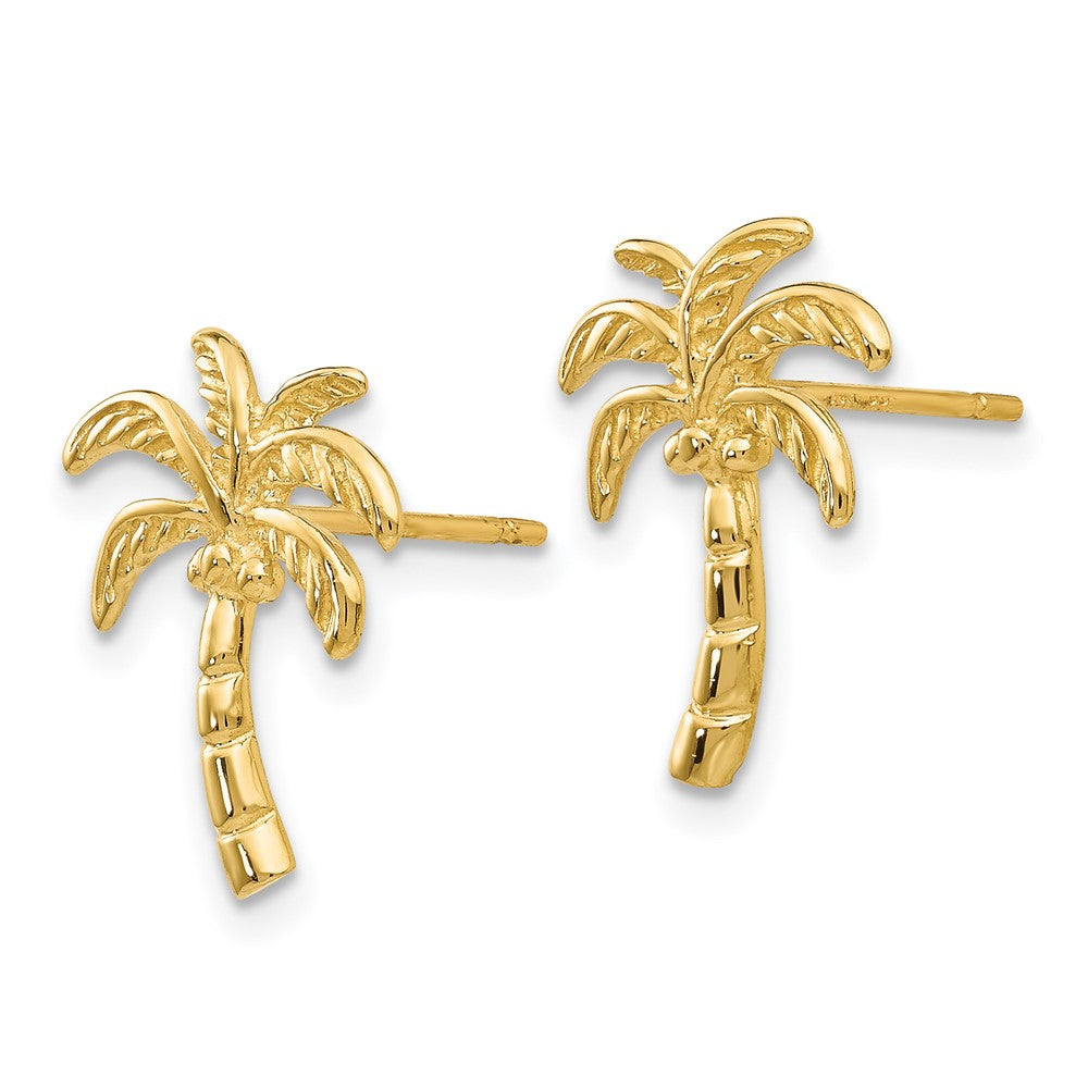 14k Yellow Gold Palm Tree Post Earrings