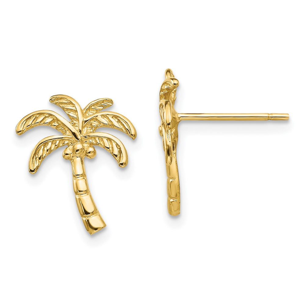 14k Yellow Gold Palm Tree Post Earrings