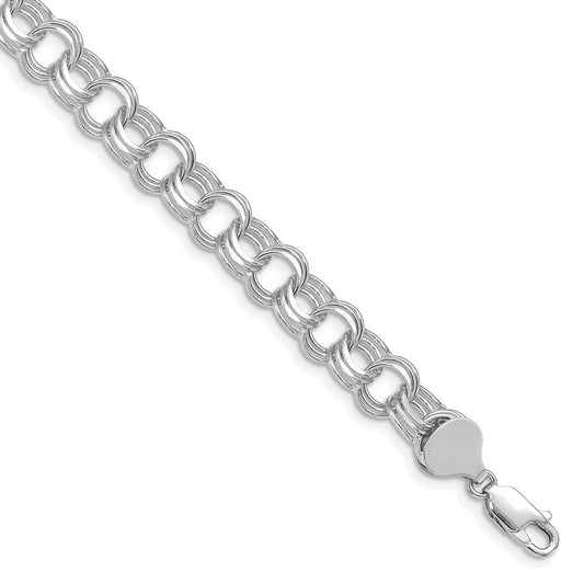 14k White Gold Triple Link Charm Bracelet