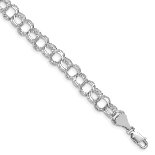 14k White Gold Triple Link Charm Bracelet