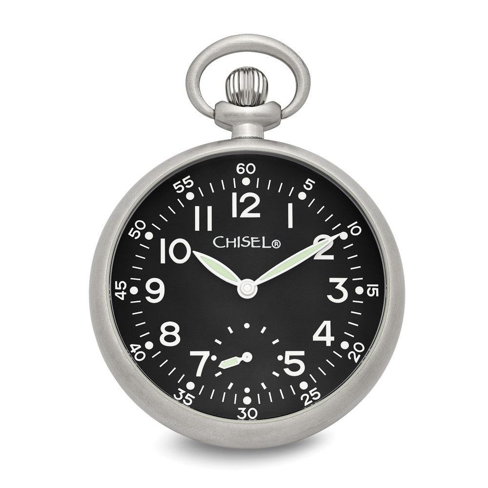 Chisel Stainless Steel Black Dial Pocket Watch
