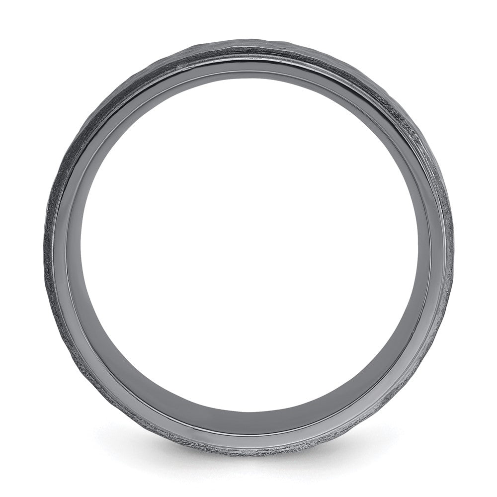 Chisel Tantalum Brushed and Polished Hammered Center 8mm Beveled Edge Band