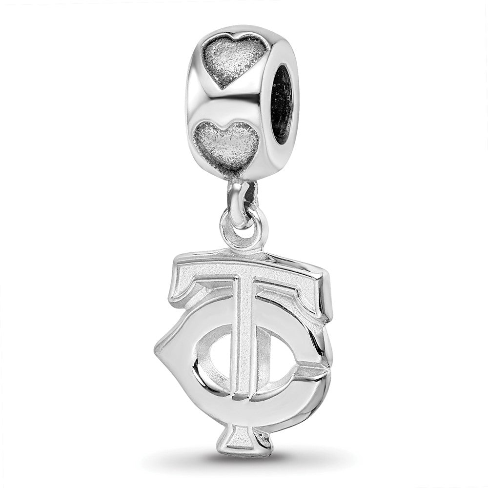Sterling Silver Rh-plated LogoArt Minnesota Twins TC on Heart Bead