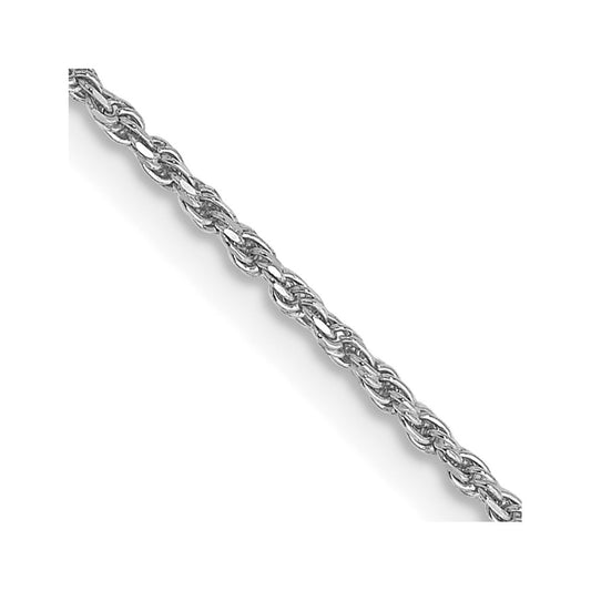 14k White Gold 18 inch 1.15mm Diamond-cut Machine Made Rope with Lobster Clasp Chain Chain
