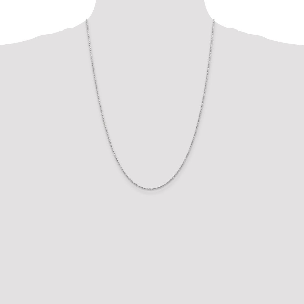 14K White Gold 24 inch 1.3mm Diamond-cut Machine Made Rope with Lobster Clasp Chain Chain