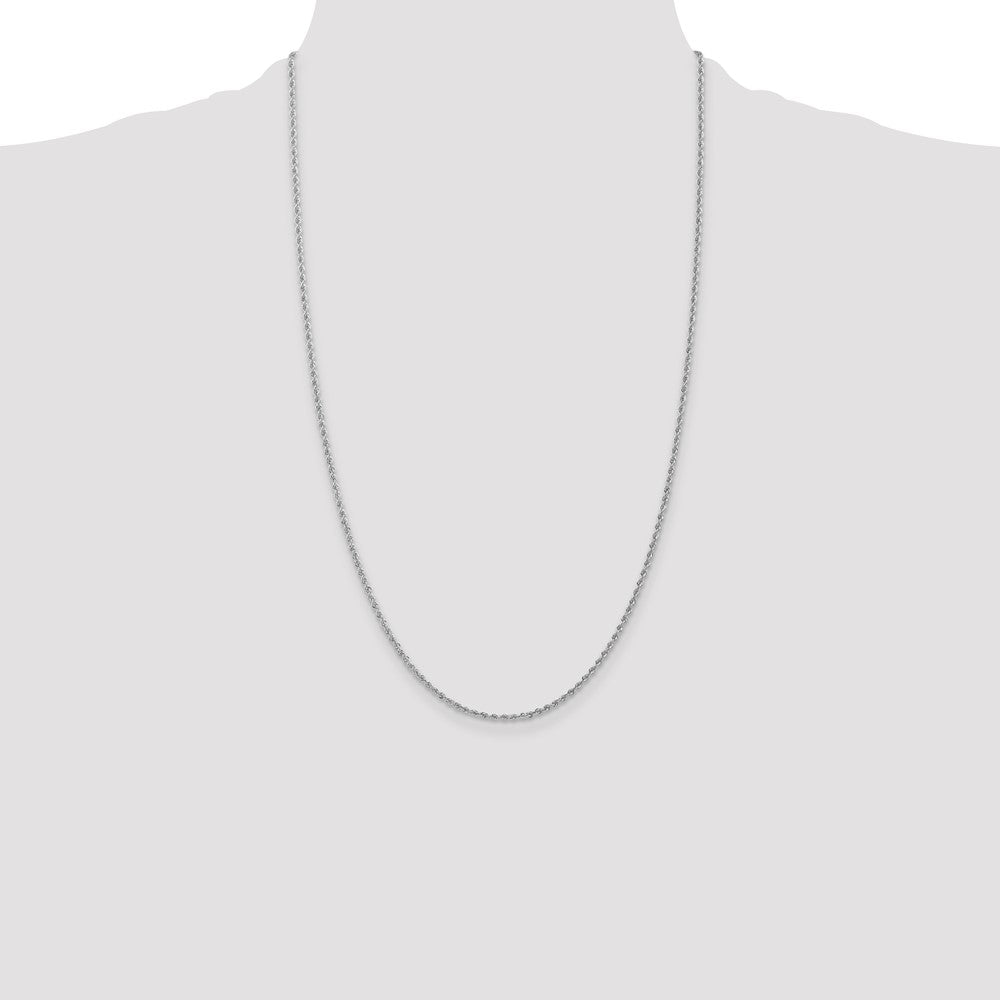 14k White Gold 26 inch 1.5mm Regular Rope with Lobster Clasp Chain