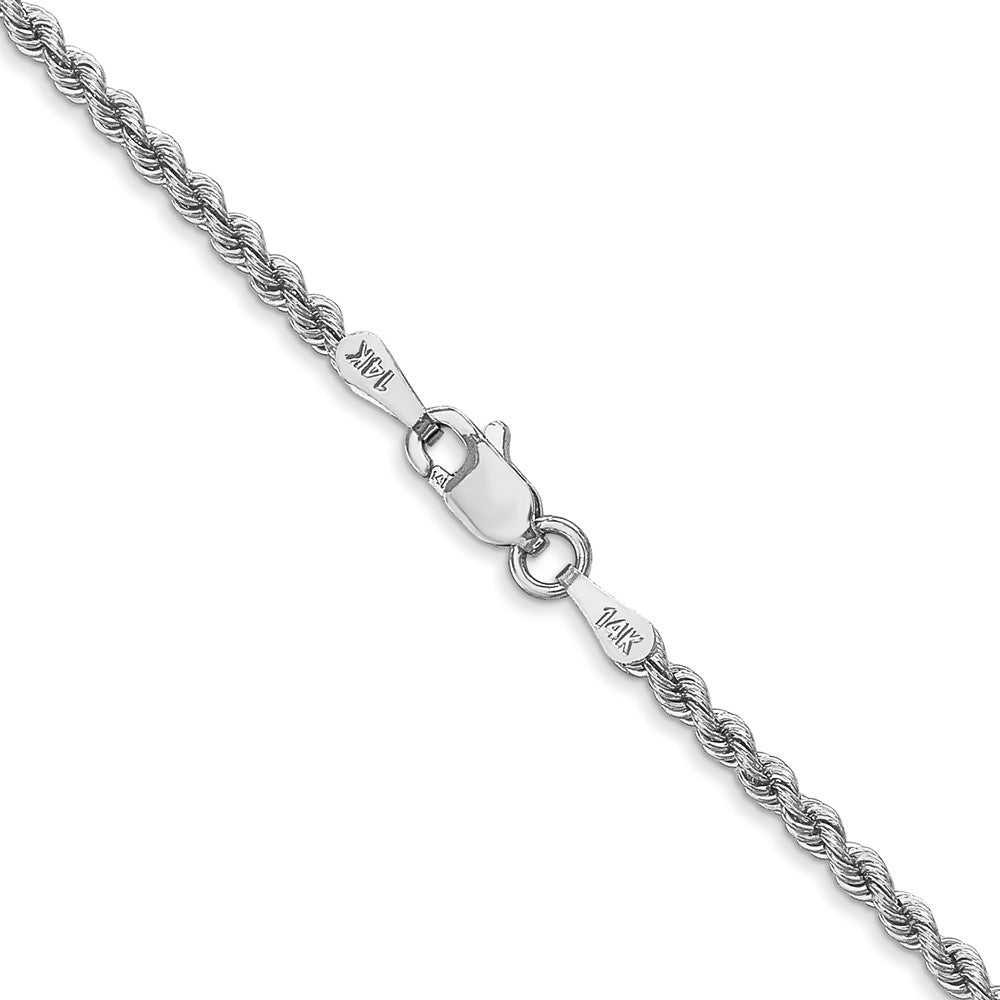 14K White Gold 24 inch 2.25mm Regular Rope with Lobster Clasp Chain