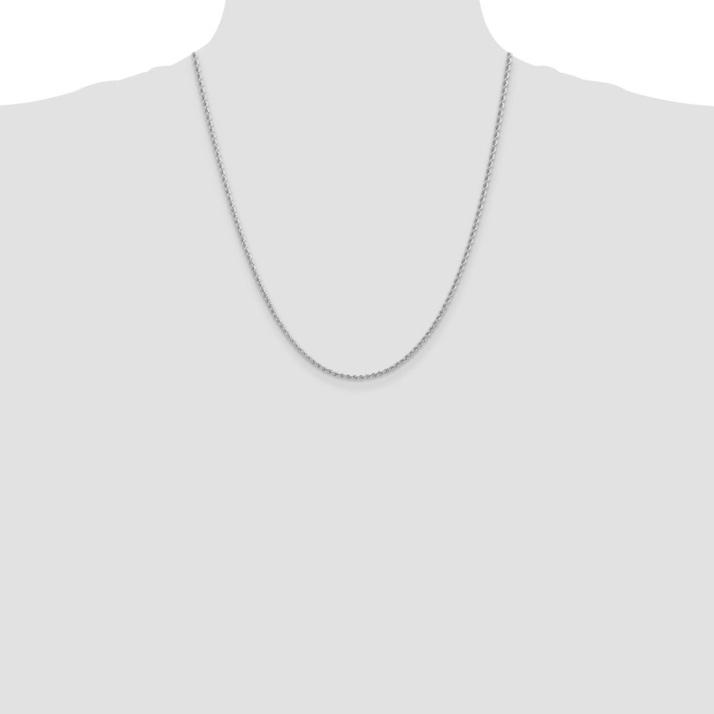 14K White Gold 22 inch 2.25mm Regular Rope with Lobster Clasp Chain