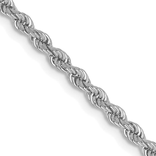 14K White Gold 20 inch 2.5mm Regular Rope with Lobster Clasp Chain