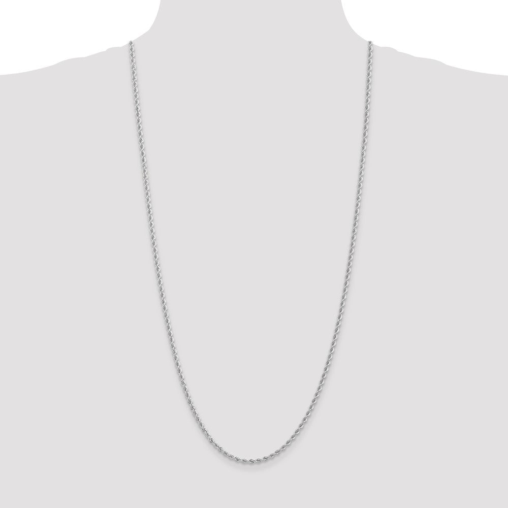 14K White Gold 30 inch 2.75mm Regular Rope with Lobster Clasp Chain