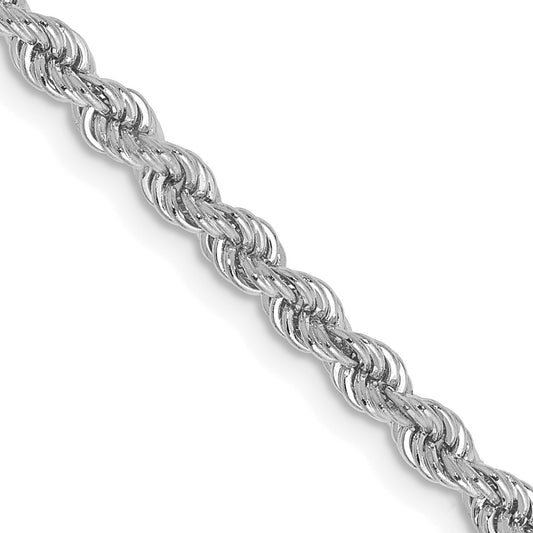 14K White Gold 16 inch 2.75mm Regular Rope with Lobster Clasp Chain