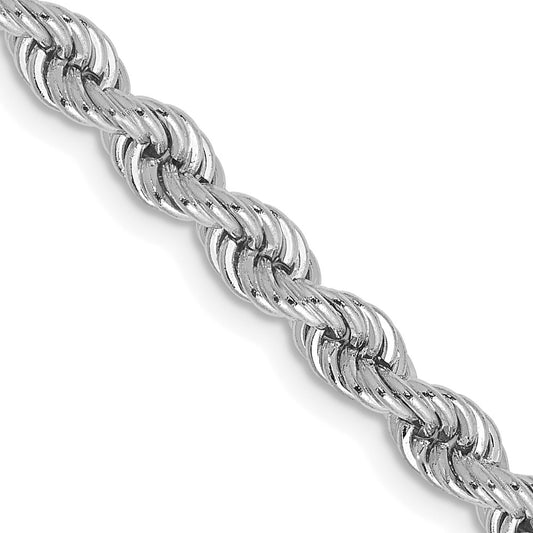 14K White Gold 18 inch 4mm Regular Rope with Lobster Clasp Chain