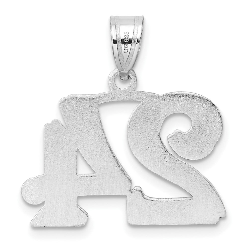 14k White Gold Polished Etched Number 24 Pendant