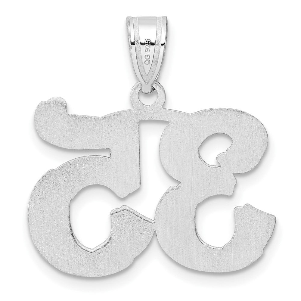 14k White Gold Polished Etched Number 35 Pendant