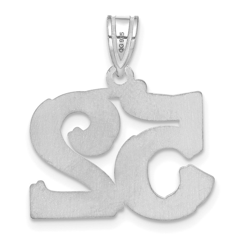 14k White Gold Polished Etched Number 52 Pendant