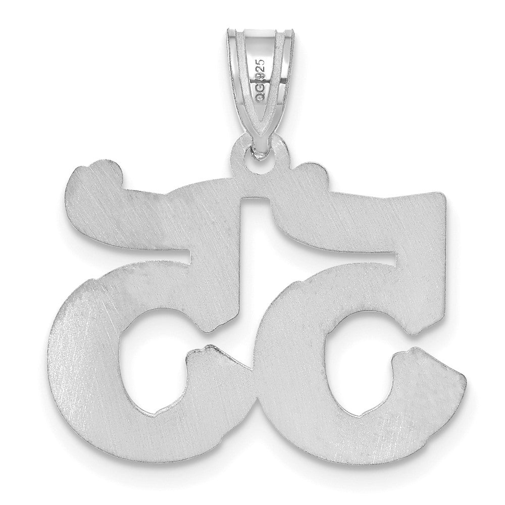 14k White Gold Polished Etched Number 55 Pendant