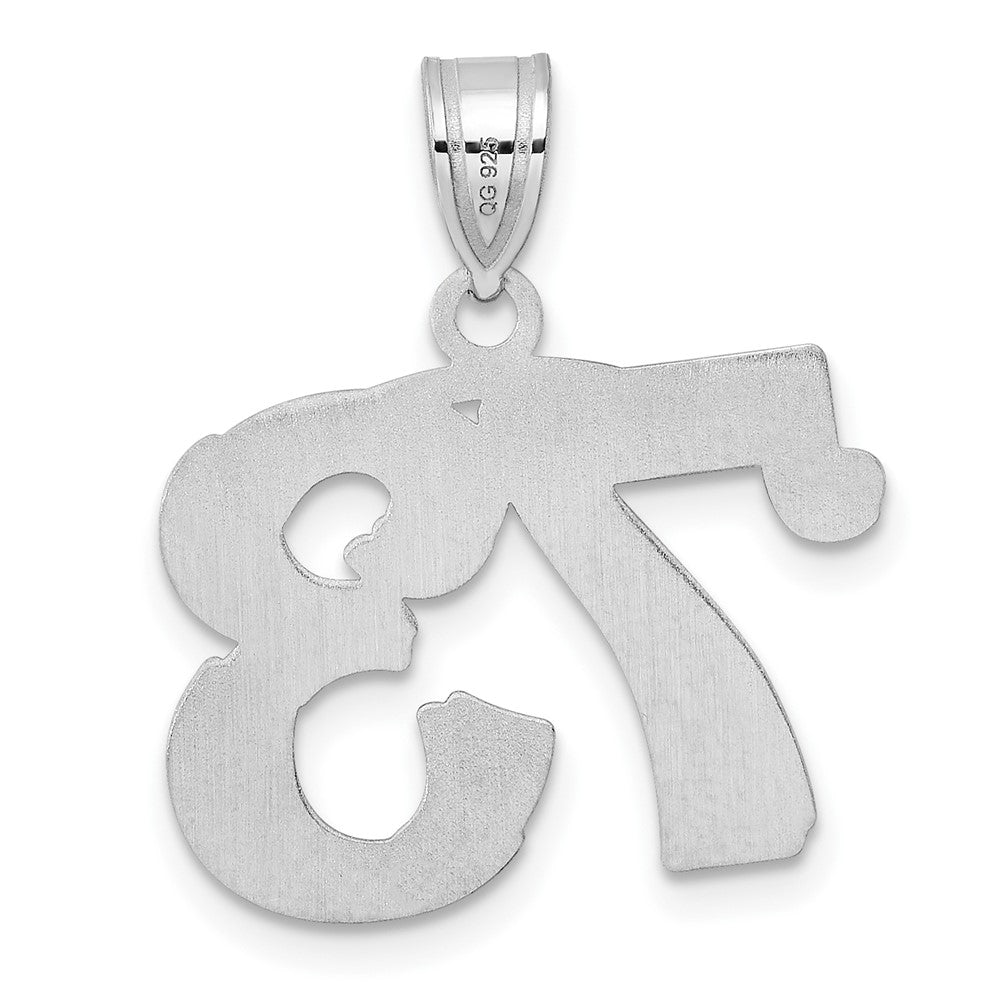 14k White Gold Polished Etched Number 73 Pendant