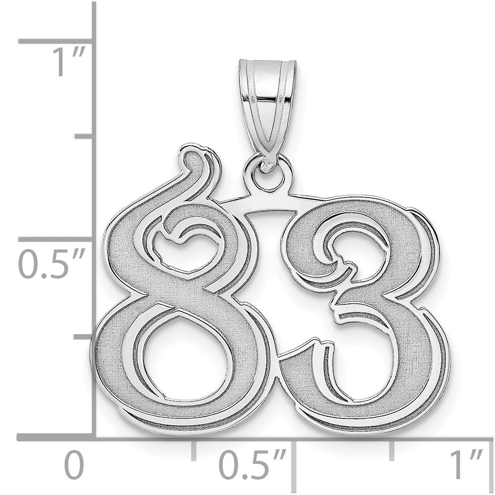 14k White Gold Polished Etched Number 83 Pendant