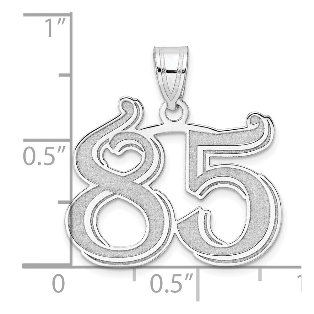 14k White Gold Polished Etched Number 85 Pendant