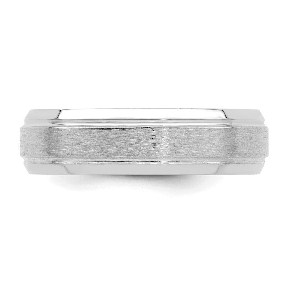14k White Gold 6mm Lightweight Comfort Fit Brushed Satin/Polished Line Edge Wedding Band Size 12