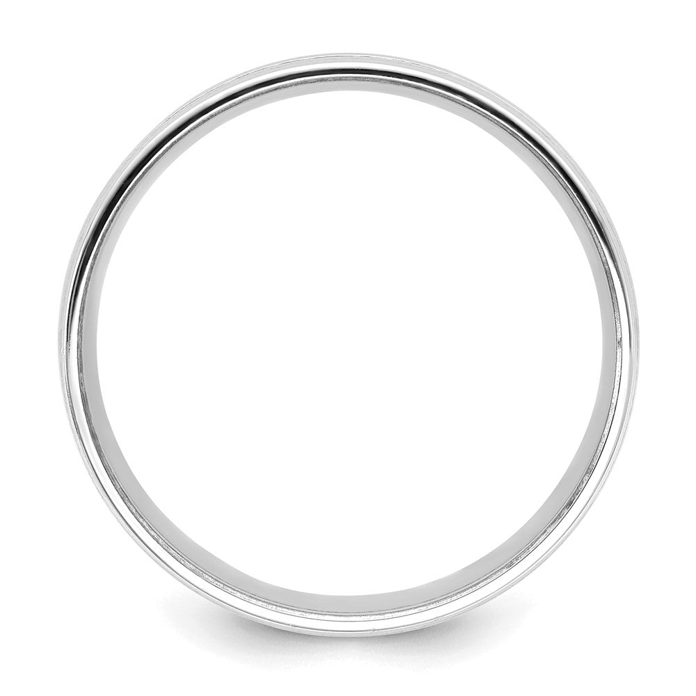 14k White Gold 6mm Lightweight Comfort Fit Beaded Grooved Fancy Wedding Band Size 10