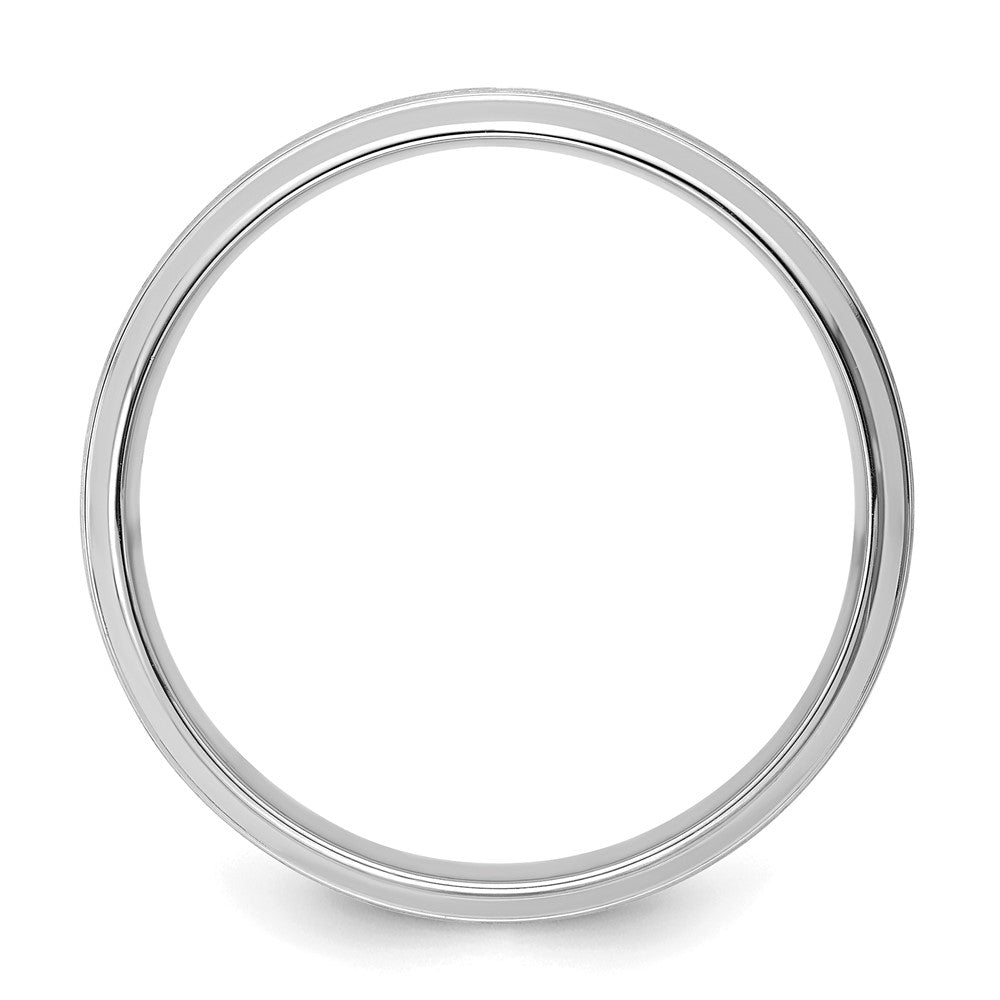 14k White Gold 6mm Standard Weight Comfort Fit Brushed Satin Line Edge Wedding Band Size 12