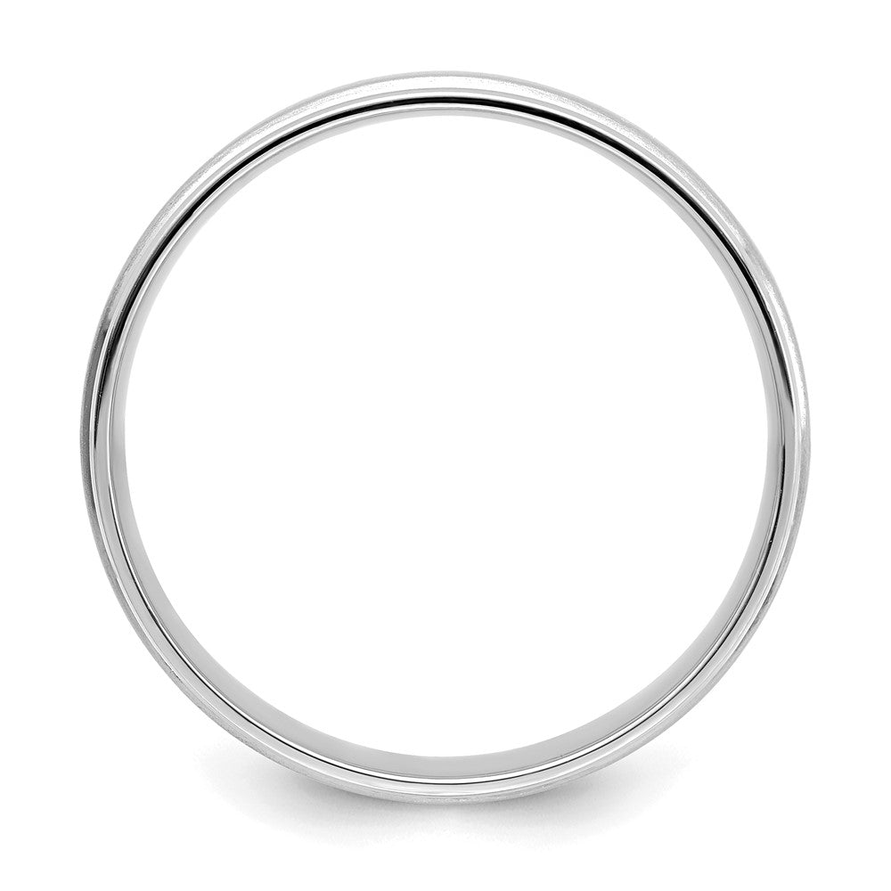 14k White Gold 6mm Heavyweight Comfort Fit Brushed Satin/Polished Grooved Edge Wedding Band Size 11.5