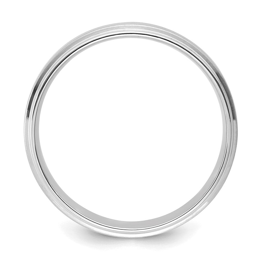 14k White Gold 6mm Lightweight Comfort Fit Brushed Satin/Polished Stepped Edge Wedding Band Size 7.5
