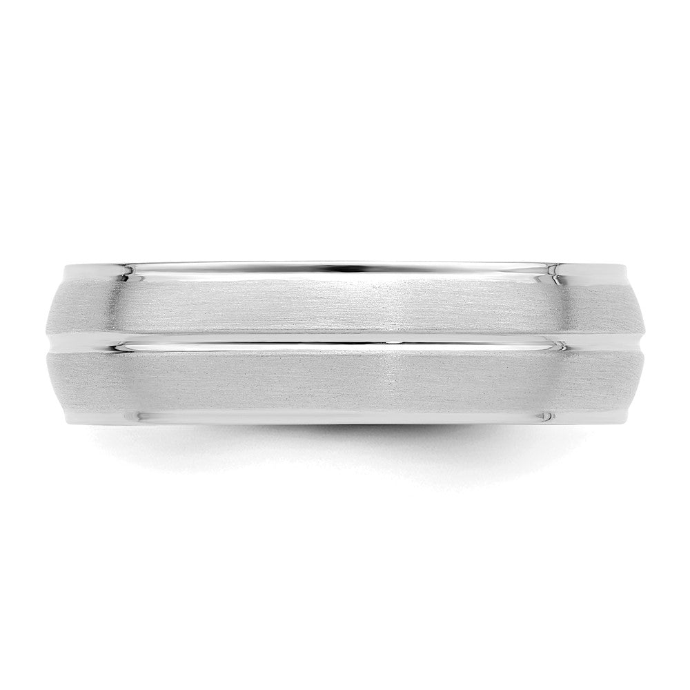 14k White Gold 6mm Heavyweight Comfort Fit Brushed/Polished Center Line Wedding Band Size 11