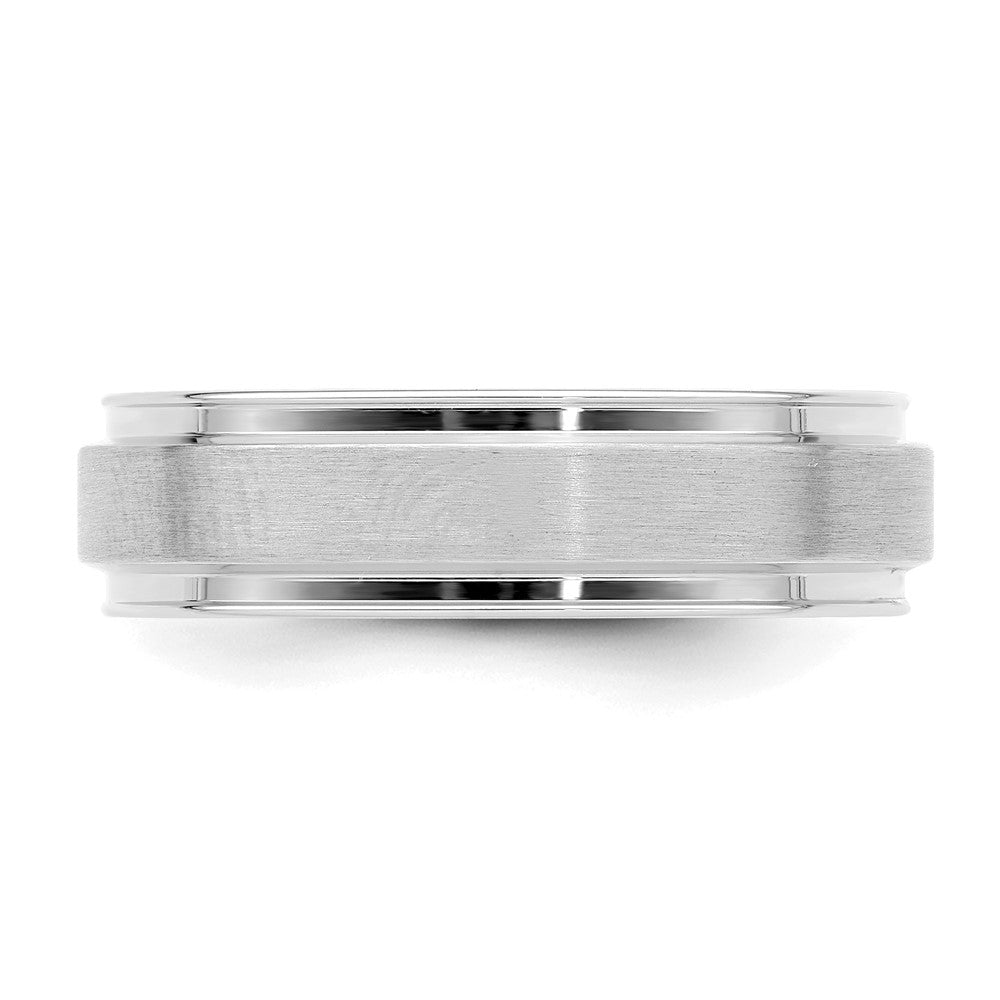 14k White Gold 6mm Lightweight Comfort Fit Brushed Satin Fancy Wedding Band Size 9.5