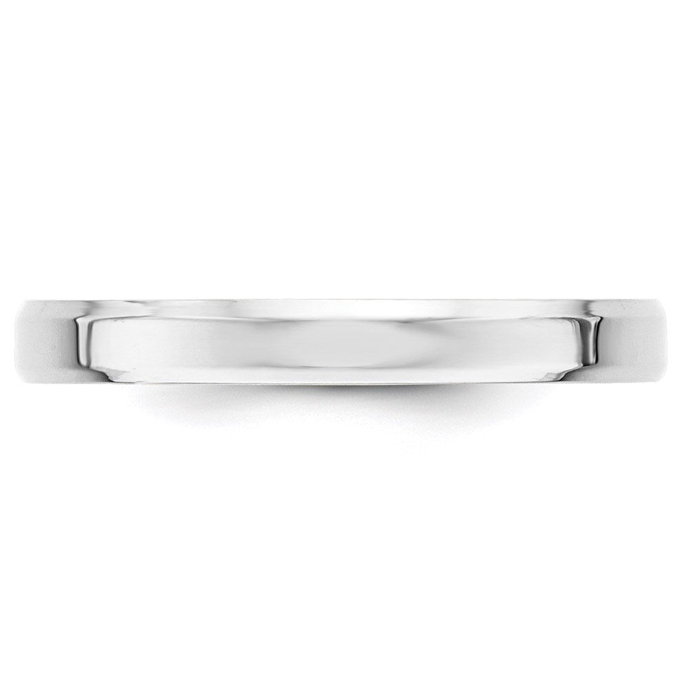 14k White Gold 3mm Beveled Edge Comfort Fit Wedding Band Size 6