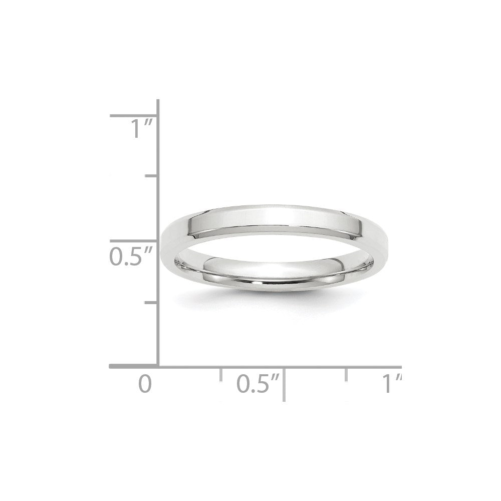 14k White Gold 3mm Beveled Edge Comfort Fit Wedding Band Size 7