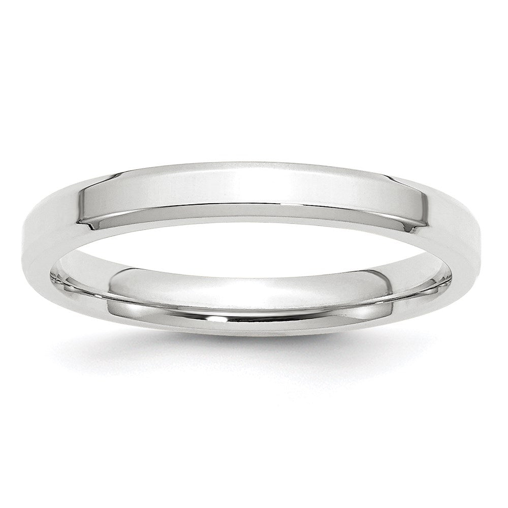 14k White Gold 3mm Beveled Edge Comfort Fit Wedding Band Size 10