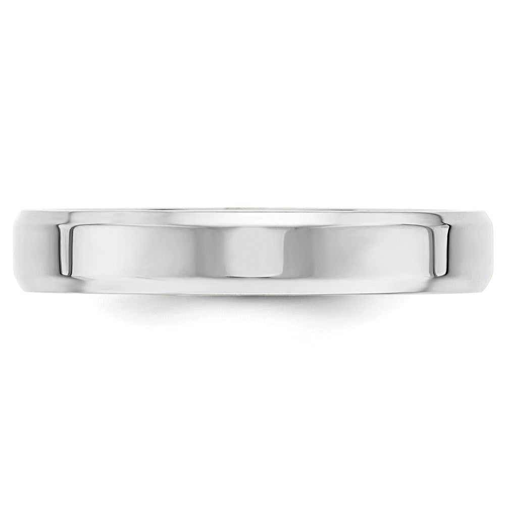 14k White Gold 4mm Beveled Edge Comfort Fit Wedding Band Size 14