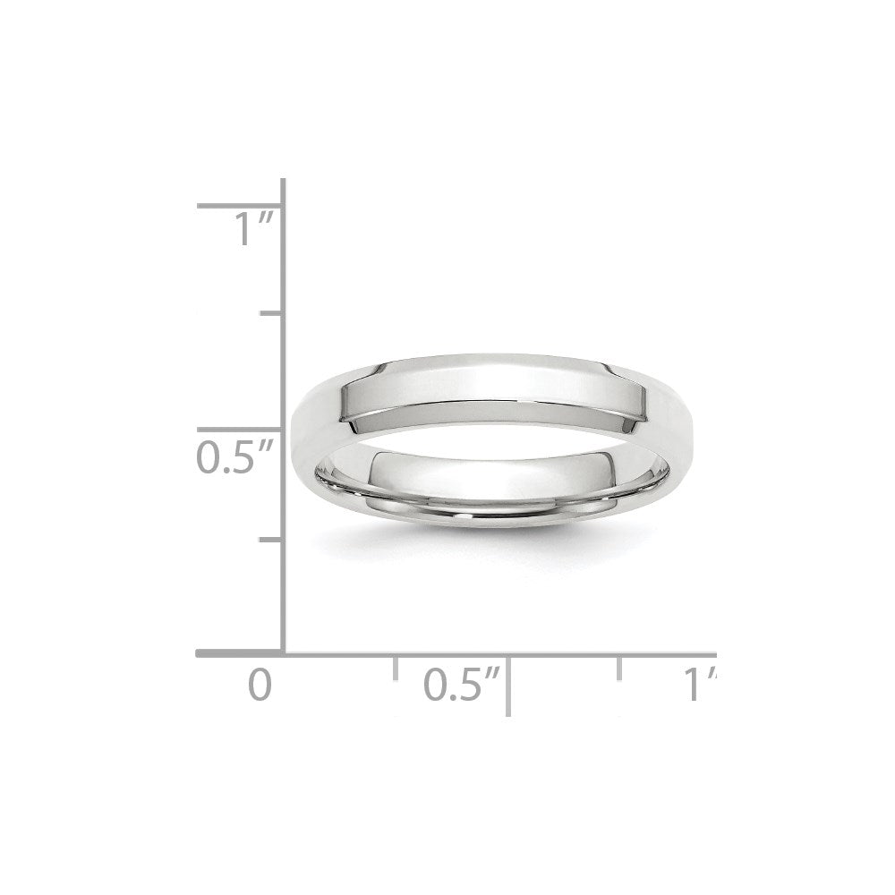 14k White Gold 4mm Beveled Edge Comfort Fit Wedding Band Size 11
