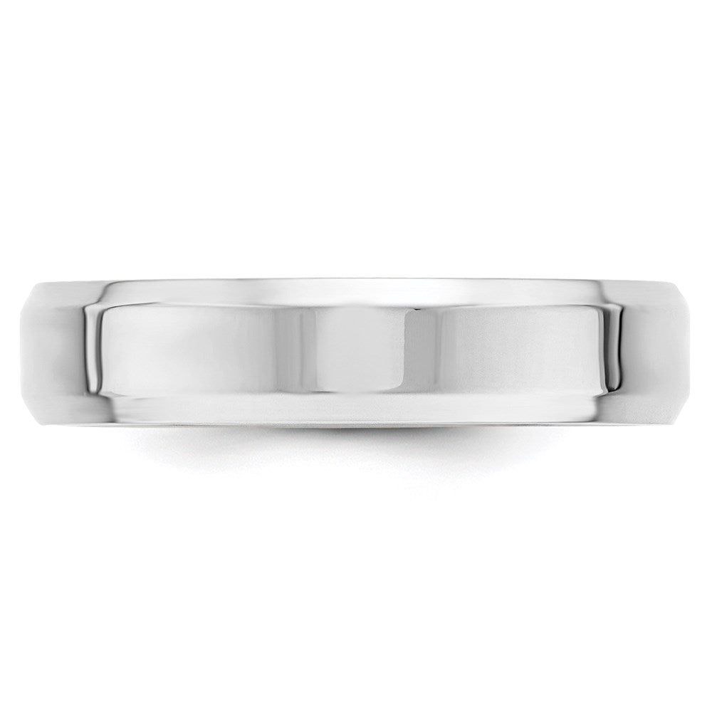 14k White Gold 5mm Beveled Edge Comfort Fit Wedding Band Size 9.5