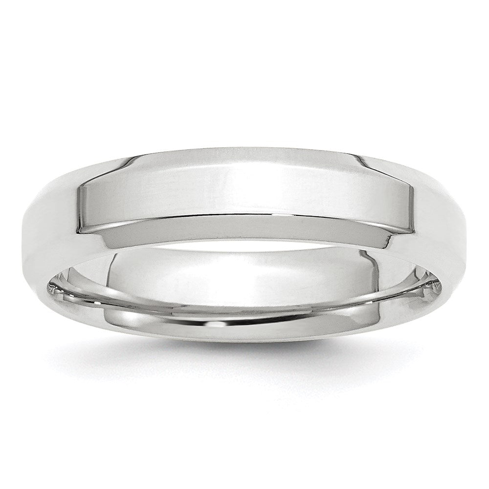 14k White Gold 5mm Beveled Edge Comfort Fit Wedding Band Size 5.5
