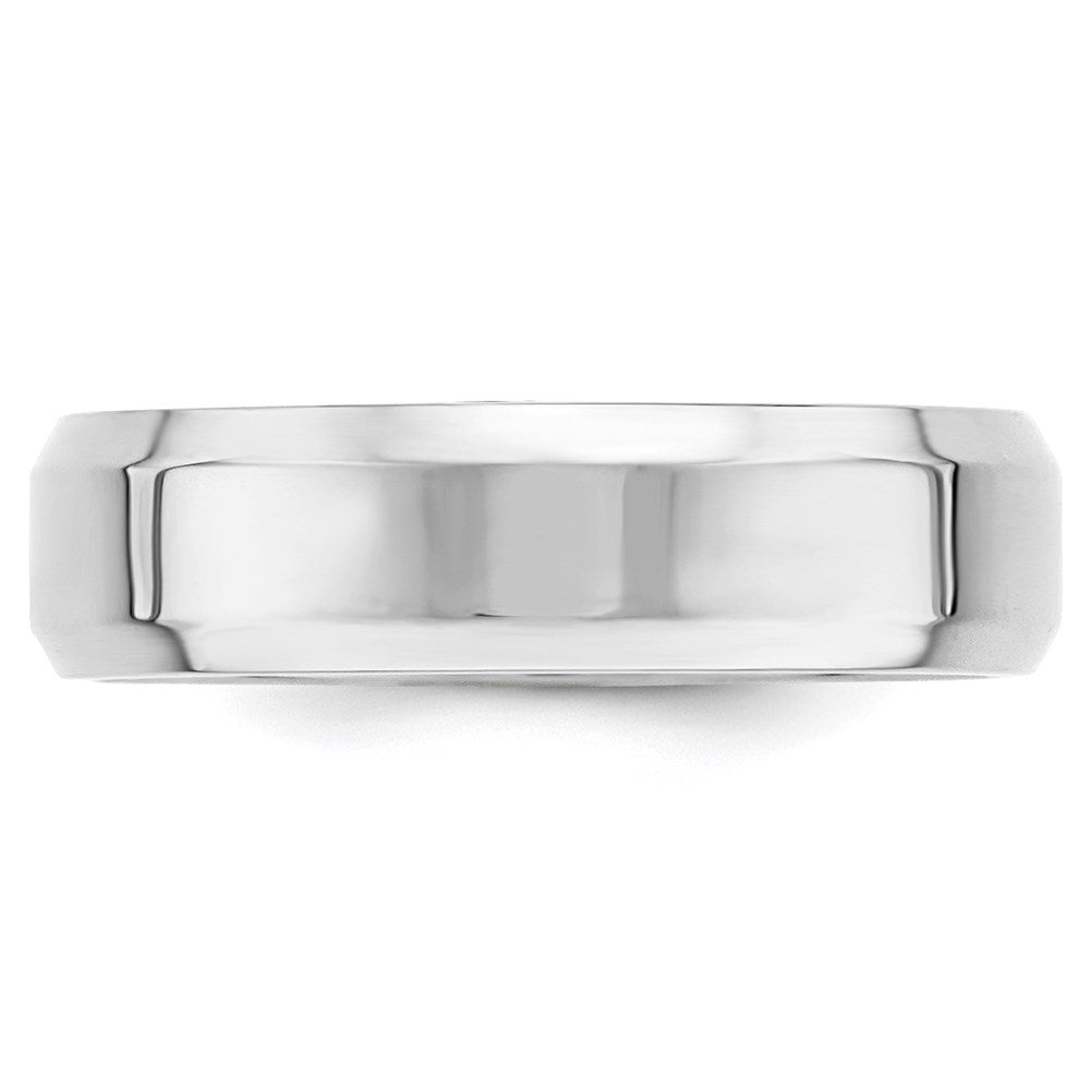 14k White Gold 6mm Beveled Edge Comfort Fit Wedding Band Size 9.5