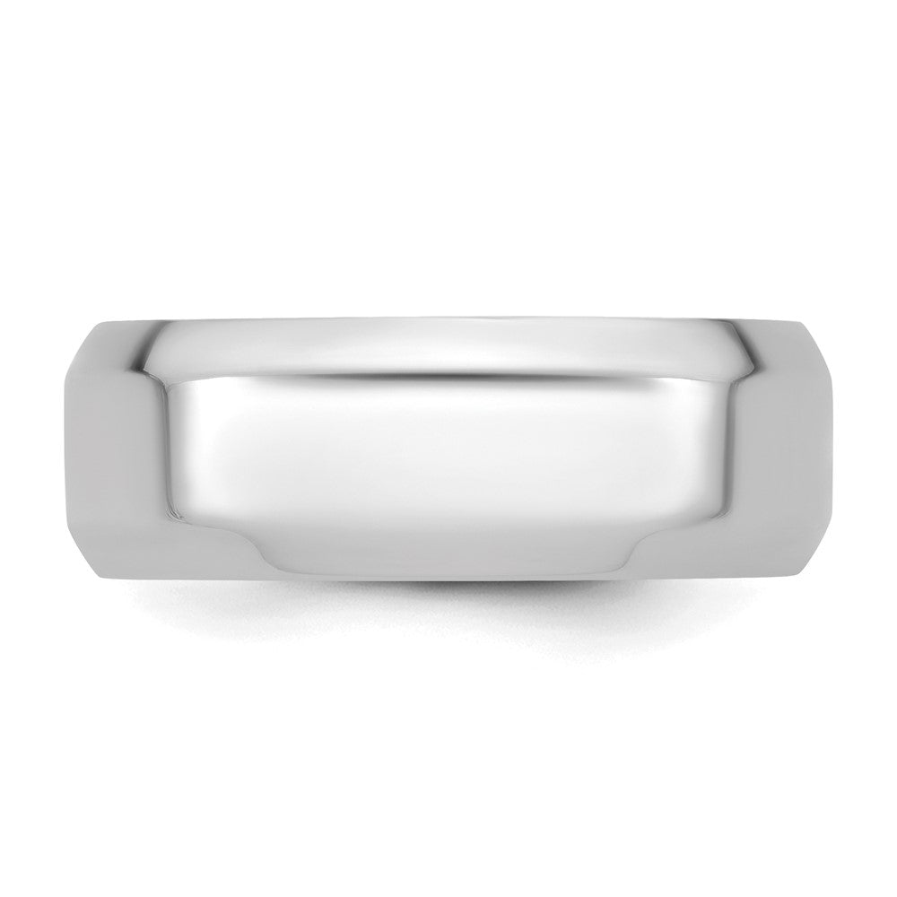 14k White Gold 8mm Beveled Edge Comfort Fit Wedding Band Size 11