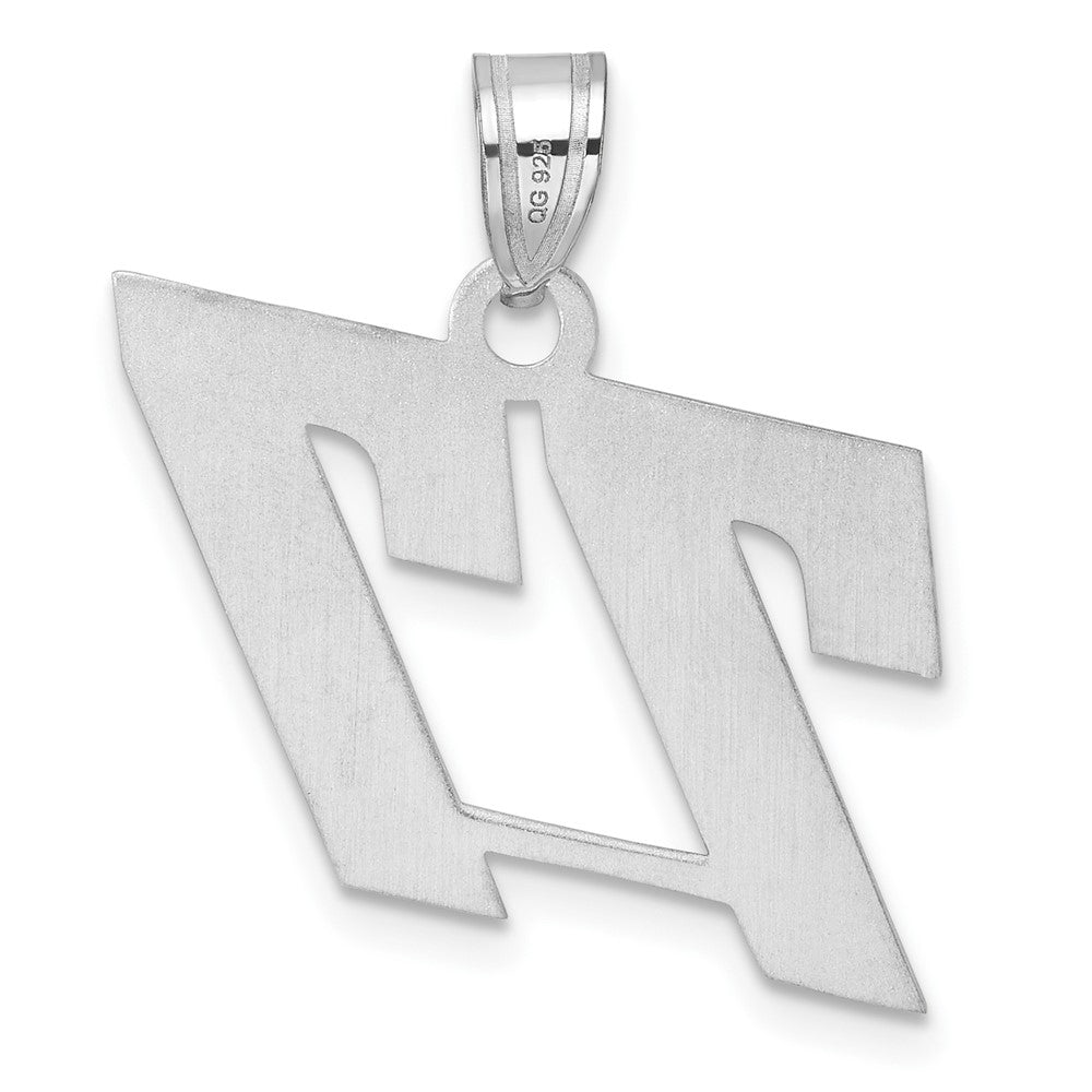 14k White Gold Polished Block Number 77 Pendant