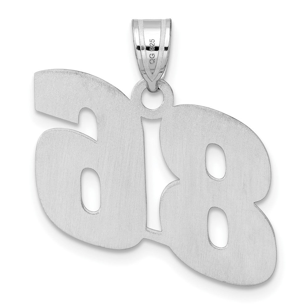 14k White Gold Polished Block Number 86 Pendant