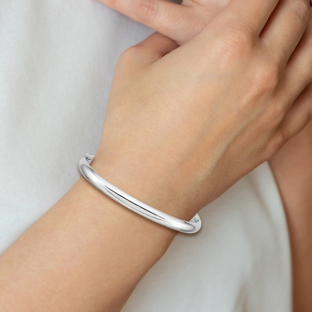 14k 3/16 White Gold Hinged Bangle