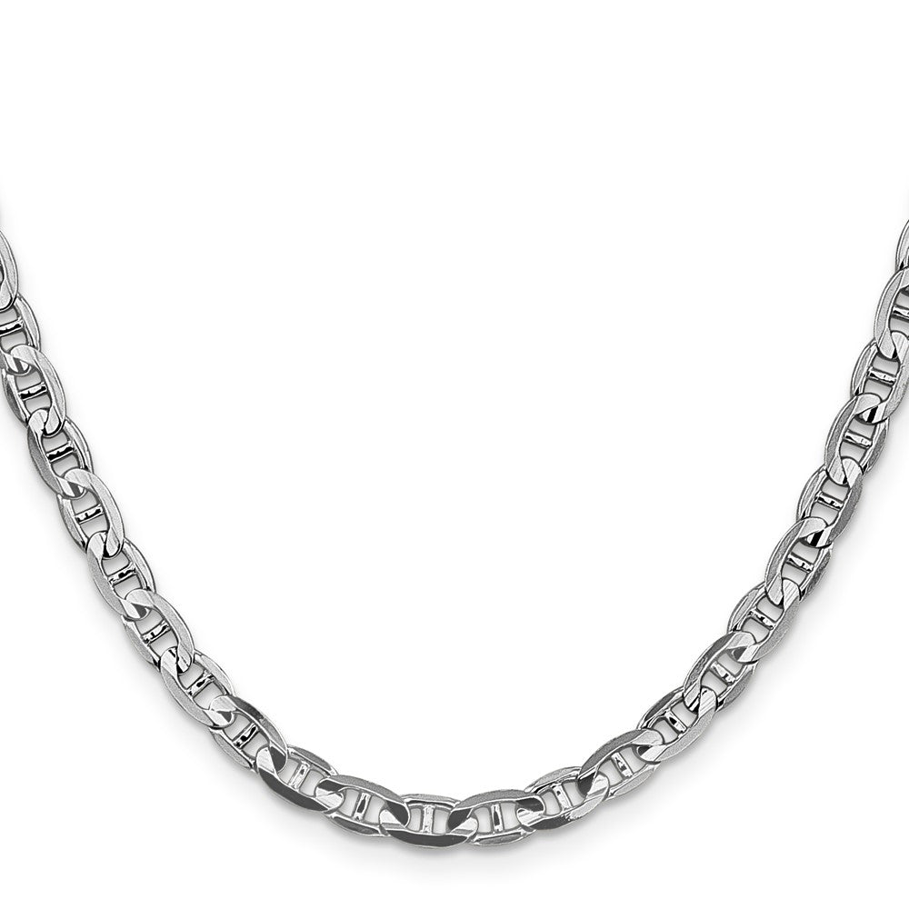 14k White Gold 24 inch 4.5mm Concave Anchor with Lobster Clasp Chain