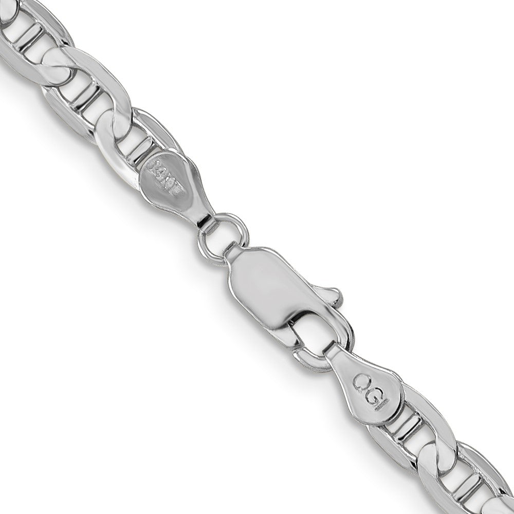 14k White Gold 24 inch 4.5mm Concave Anchor with Lobster Clasp Chain