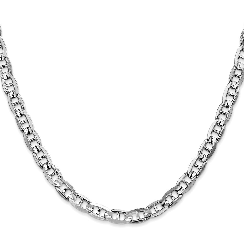 14k White Gold 22 inch 5.25mm Concave Anchor with Lobster Clasp Chain