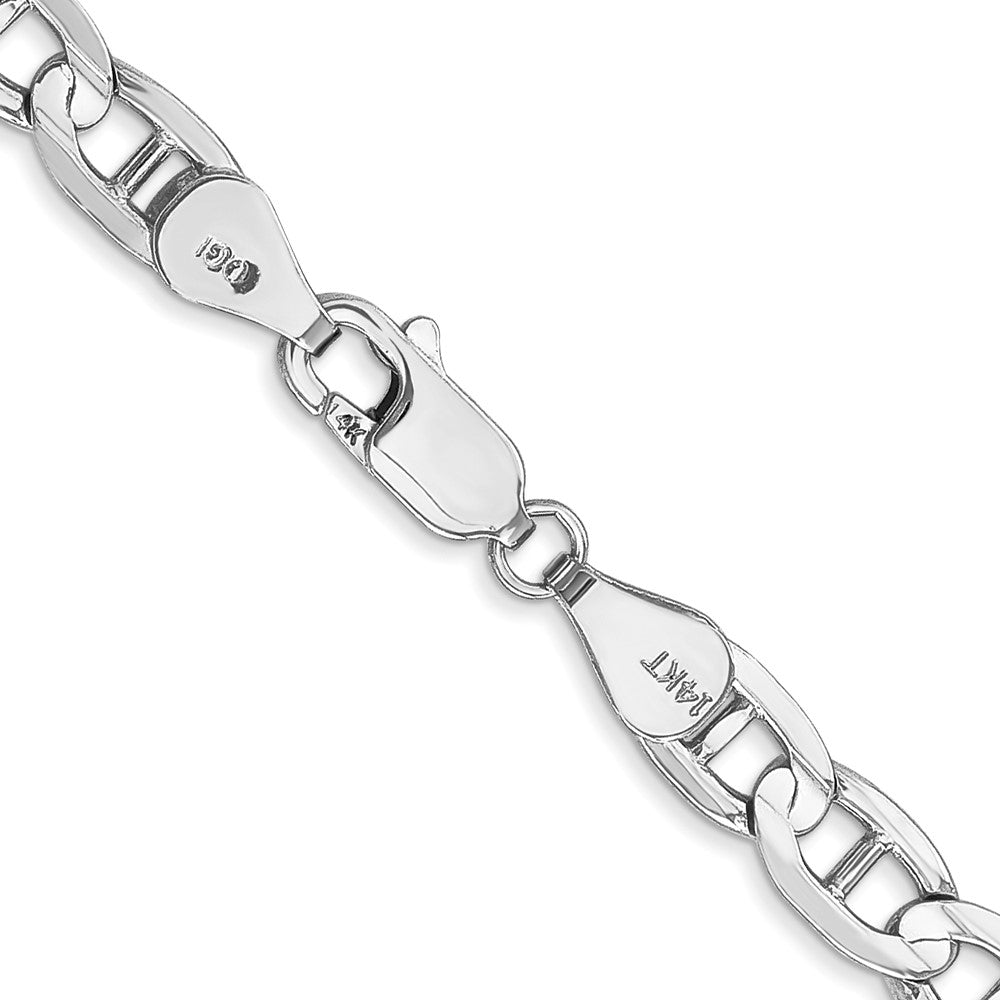 14k White Gold 22 inch 5.25mm Concave Anchor with Lobster Clasp Chain