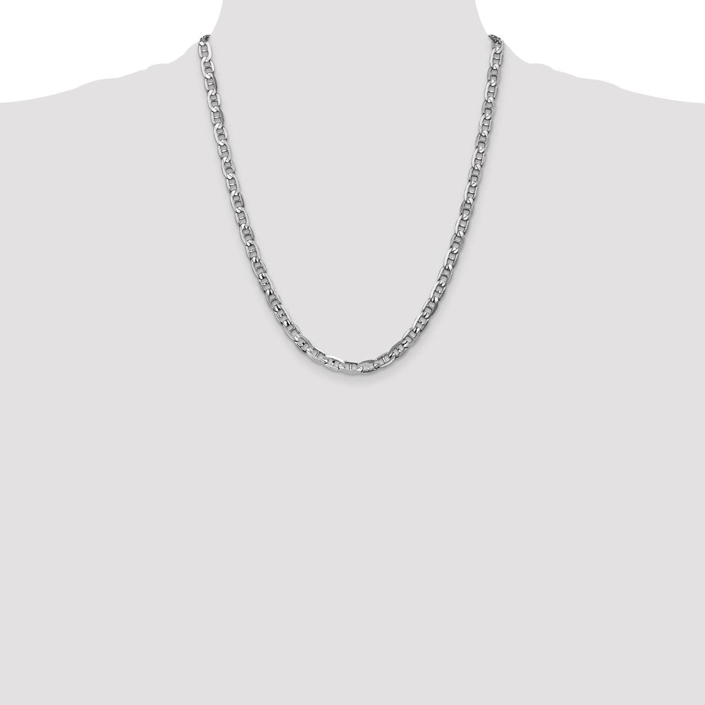 14k White Gold 22 inch 5.25mm Concave Anchor with Lobster Clasp Chain