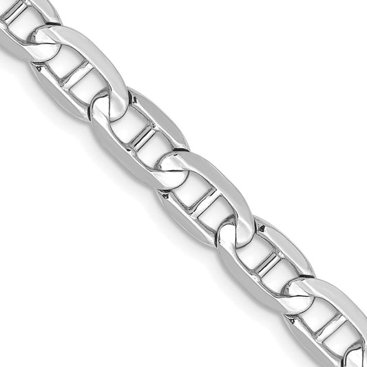 14k White Gold 22 inch 5.25mm Concave Anchor with Lobster Clasp Chain